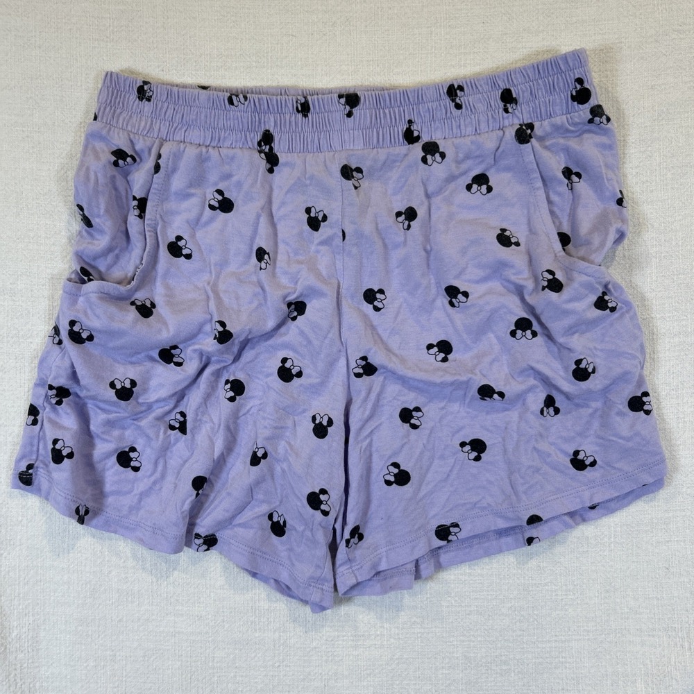 Disney Minnie Mouse Women Pajama Shorts Purple Pockets Small